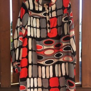 Black and red silk tunic